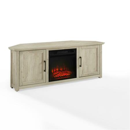 PLUGIT Camden Corner TV Stand with Fireplace, Frosted Oak - 22 x 58 x 20 in. PL3049081